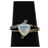 Sterling unique cut moonstone ring, lab created