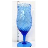 Vntg 13in Empoli blue diamond optic vase