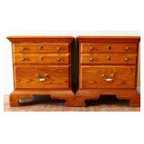 Pair Jamestown Sterling 2 drawer oak nightstands