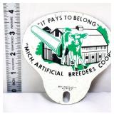Vntg metal Mich. Breeders Coop tag topper