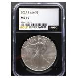 Graded MS69 2024 silver eagle coin
