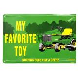 Metal 18x12 John Deere My Favorite Toy sign