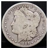 1885 Morgan silver dollar