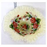 Fenton 10.5in cased bowl w/ roses