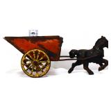 Vntg metal horse drawn cart
