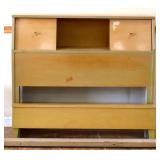 MCM blonde bookcase bed w/ rails