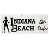 Vntg metal 28x10 Indiana Beach Lake Shafer sign