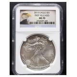 Graded MS70 2013 First Releases silver eagle coin