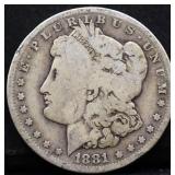 1881O Morgan silver dollar