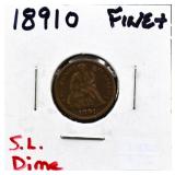 1891O seated liberty dime