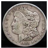 1904 Morgan silver dollar