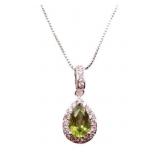 Pear cut peridot necklace, lab created