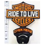 Cast iron Ride To Live bottle opener