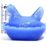 Miniature milk glass hen on nest