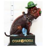Cast iron cigar dog bank