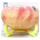 Fenton burmese 3 footed rose bowl