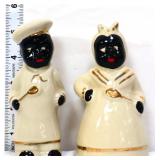Pair vtg Americana 5in figural salt/pepper shakers