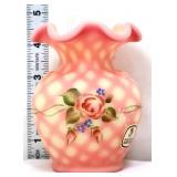 Fenton burmese diamond optic rose vase