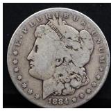 1884 Morgan silver dollar