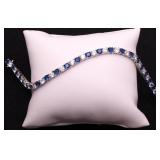 Blue/white sapphire bracelet, lab created
