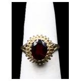 Sterling oval ruby ring, lab created