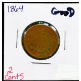 1864 2 cent coin