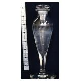 Vntg 7in clear etched perfume bottle