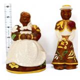 Pair vntg Americana 6in figural salt/pepper shaker