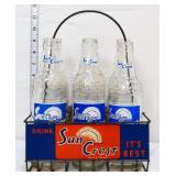 Vntg Sun Crest bottle holder w/ bottles