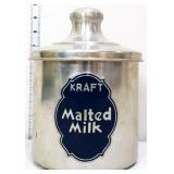 Vntg aluminum Kraft Malted Milk canister