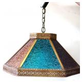 Vintage colored glass paned light fixture