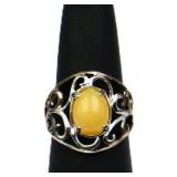 Sterling oval stone ring, lab created