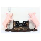 Cast iron pig business card holder