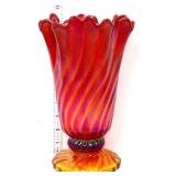 Fenton 10in amberina carnival stretch vase