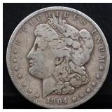 1904 Morgan silver dollar