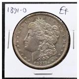 1891O Morgan silver dollar