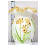 Fenton 6in honeycrest iridescent daffodil vase