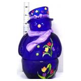 Fenton 8in cobalt snowman tulip fairy lamp