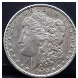 1904 Morgan silver dollar