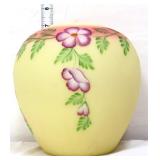 Fenton 7in burmese vase with trailing flowers