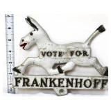 Vntg metal Vote For Frankenhoff tag topper