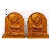 Pair vntg cast iron Greek goddess bookends