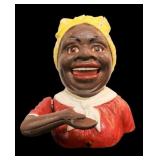 Cast iron mechanical Americana lady bank