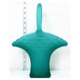 Vntg green satin glass basket