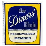 Vntg porcelain dbl side 20x24 Diners Club adv sign