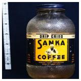 Vntg 1lb Sanka Coffee jar