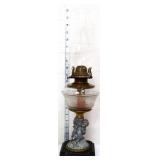 Vintage oil lamp w/ figural cherub base