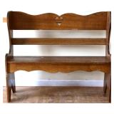 Vintage child size oak bench w/ heart cutout