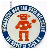 Vtg metal 18in Mechanical Man Car Wash sign