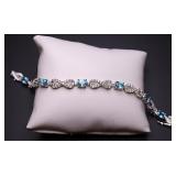 Sterling blue topaz & white sapphire bracelet, lab